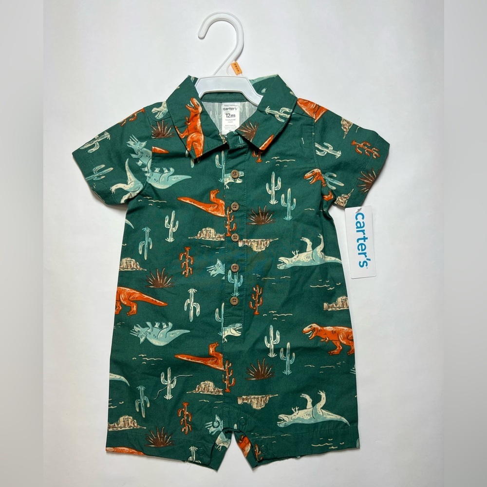Carter’s Dinosaur Button Down Romper Size 12mo